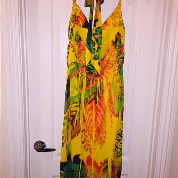 YELLOW MULTI COLOR MAXI DRESS - Picture 6 of 8